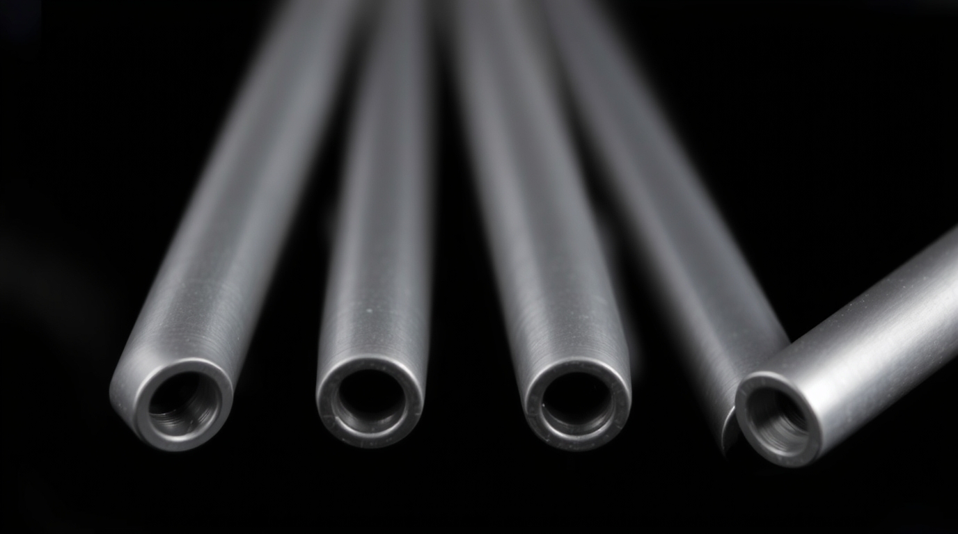 Niobium EDM tube with polished finish for aerospace applications.